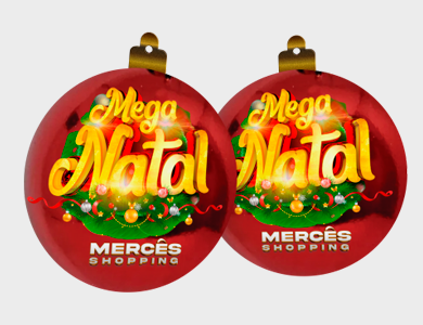Móbile Bolinha de Natal Grande PVC 0,3 mm Verniz Frente e Verso 17,4x20,4 cm - 4x4 - 10 unid