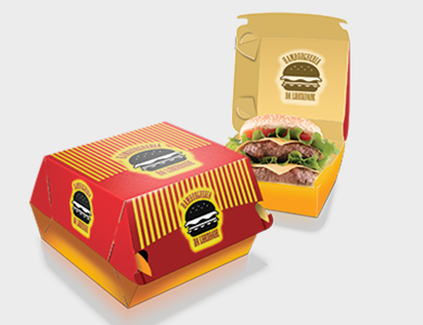 Embalagem para Hambúrguer Papel Alimentício 270g com Película Antigordura 9,5x9x4cm - 4x0 - 100 unid